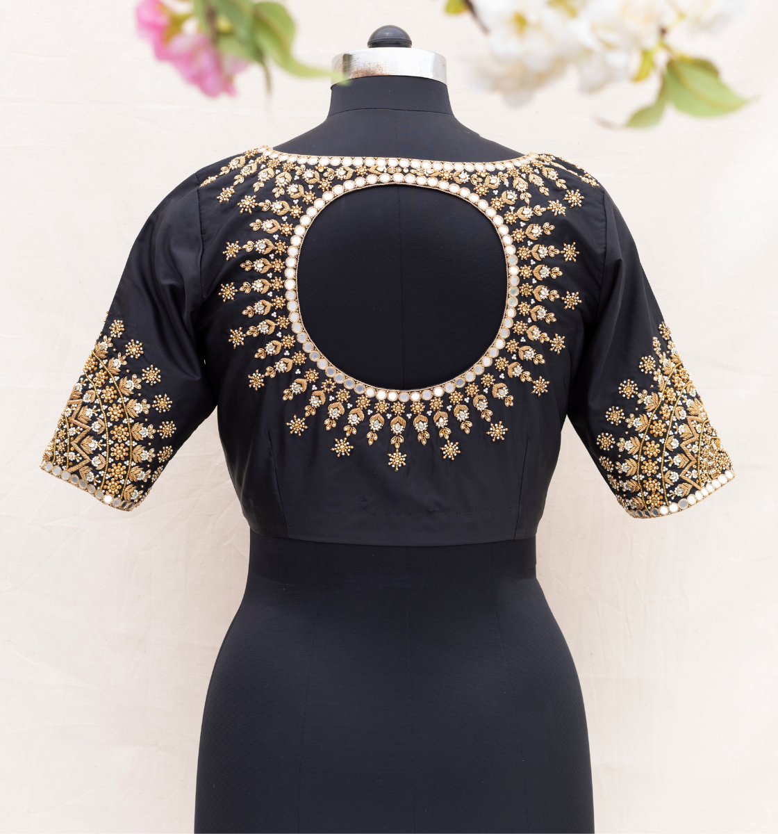 Black Antique Arch Embroidery Blouse