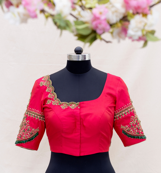 Red Kemp Embroidery Bridal Blouse