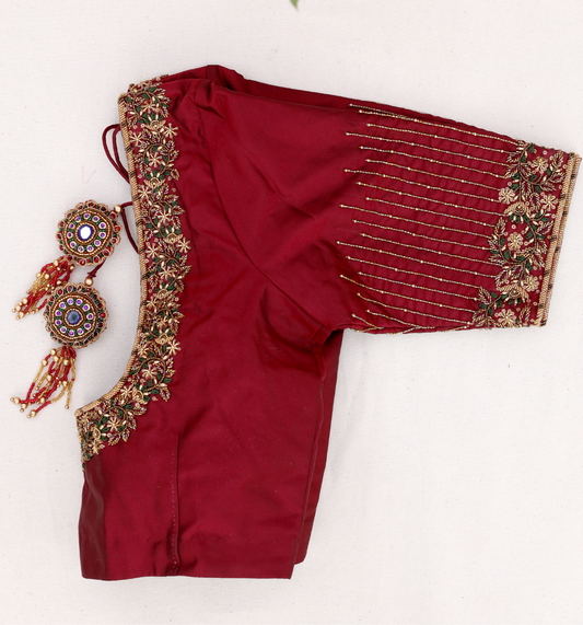 Maroon Creeper Embroidery Blouse