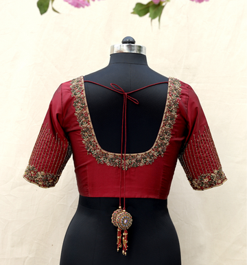 Maroon Creeper Embroidery Blouse