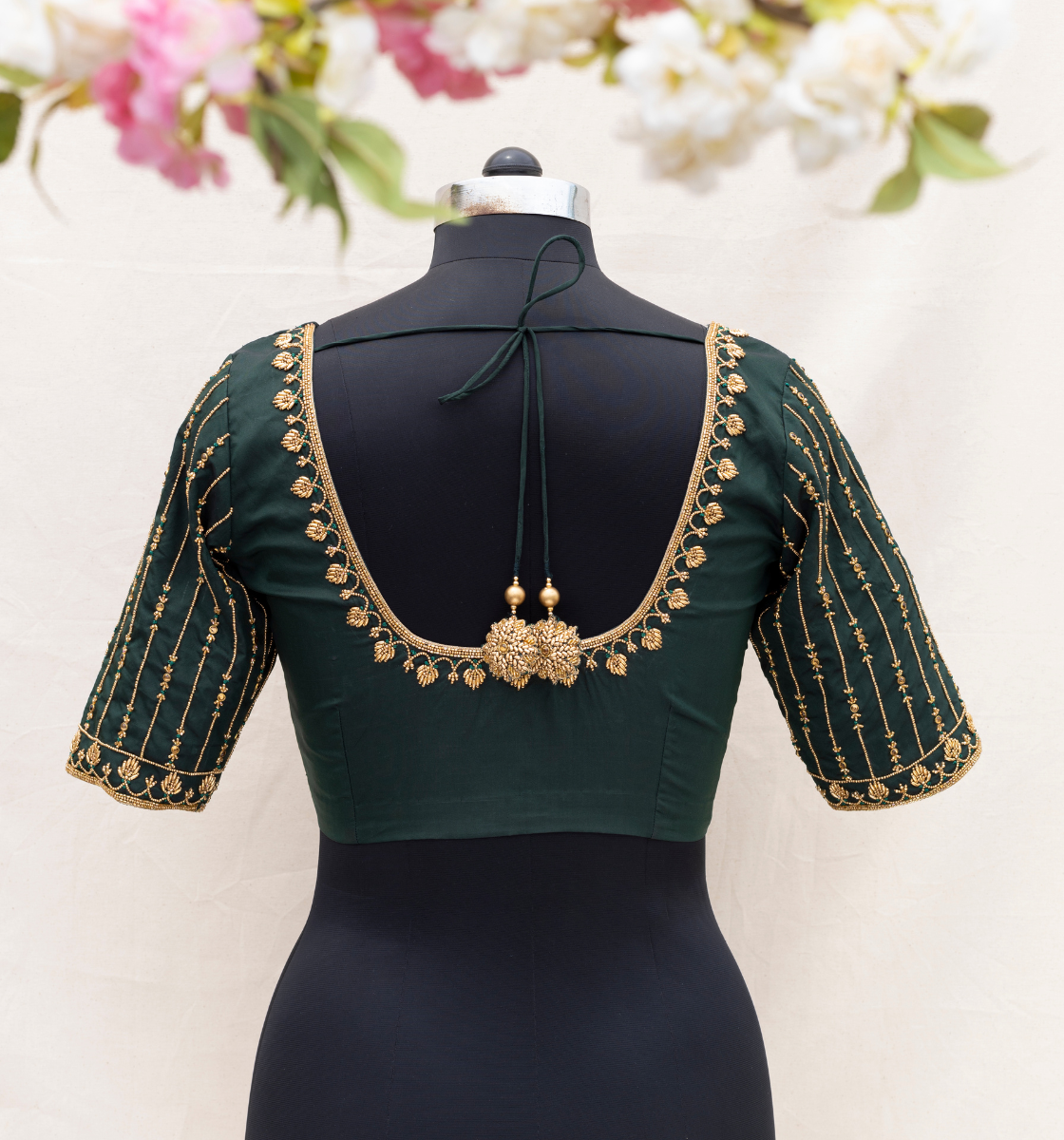 Dark Green Embroidery Blouse