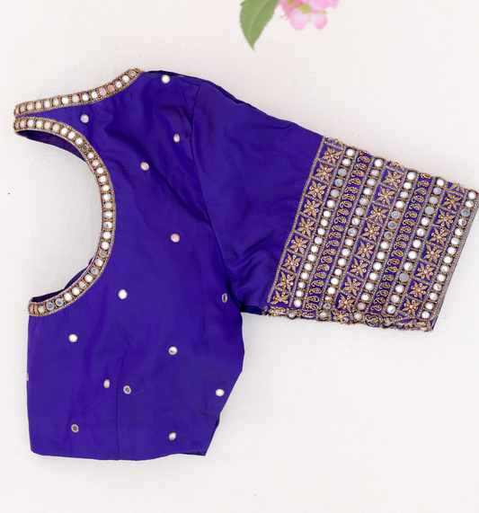 Blue Mirror Embroidery Blouse