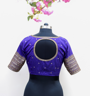 Blue Mirror Embroidery Blouse